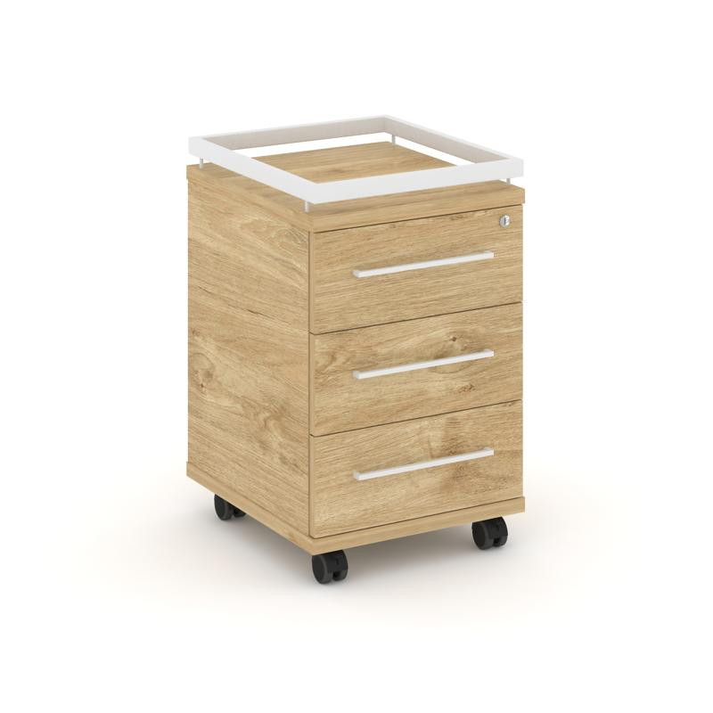 Rift Тумба мобильная усиленная + рамка RF.TM-003 Тиквуд Светлый/Металл Белый/Белый Ручки 416*460*665