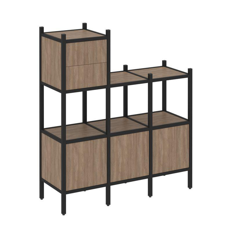 Loft Прямой стеллаж VR.L-13 Дуб Аризона/Металл Черный 1278*446*1458 Loft Прямой стеллаж VR.L-13 Дуб Аризона/Металл Черный 1278*446*1458