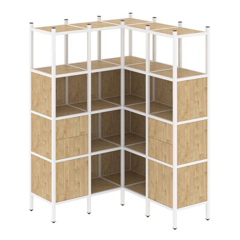 Loft Угловой внутренний стеллаж VR.L-33 Тиквуд Светлый/Металл Белый 1278*1278*1869