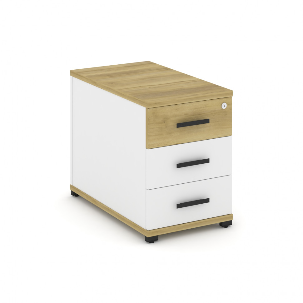 Concept Тумба опорная/приставная 3 ящ.  CN.TGO-001 B Дуб Винченцо/Белый Бриллиант/Металл Черный 420*