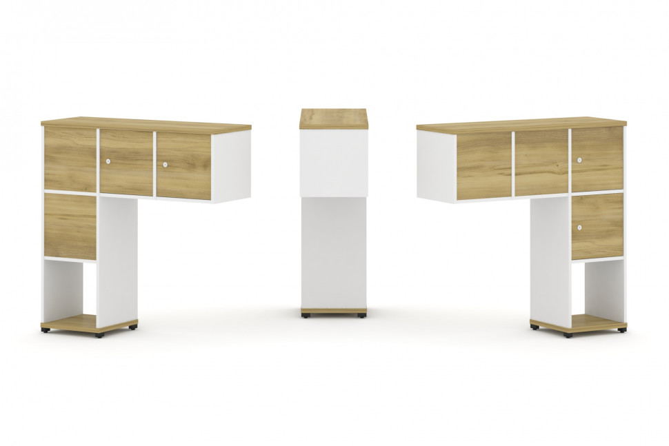 Concept Надставка низкая CN.DNN-002 Дуб Винченцо/Белый Бриллиант/Металл Черный 1099*365*1130