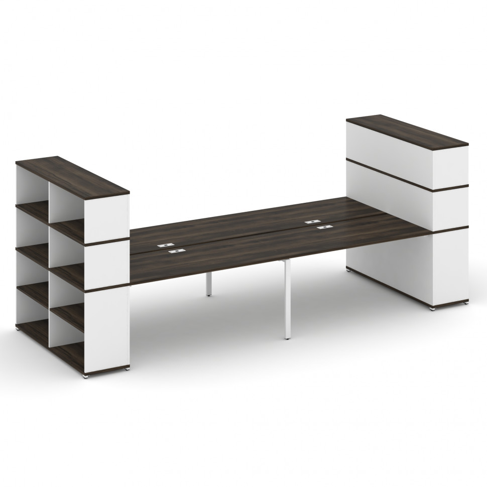Concept Рабочая станция с опорными стеллажами с надставкой выс. CN.DRS-260 Дуб Мали/Белый Бриллиант/