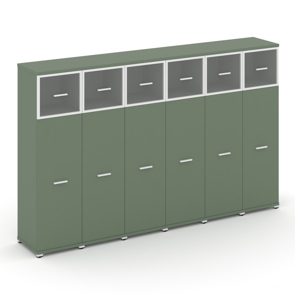 Concept Шкаф 6 узких секций, 4 ниши CN.STU-464 RPW W Кобо/Металл Белый/Прозрачный 2500*420*1554