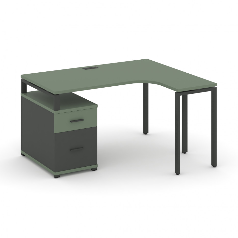 Concept Стол эргономичный с опорной тумбой CN.SA-302(R) A Кобо/Антрацит/Металл Антрацит 1380/1746*11 Concept Стол эргономичный с опорной тумбой CN.SA-302(R) A Кобо/Антрацит/Металл Антрацит 1380/1746*11