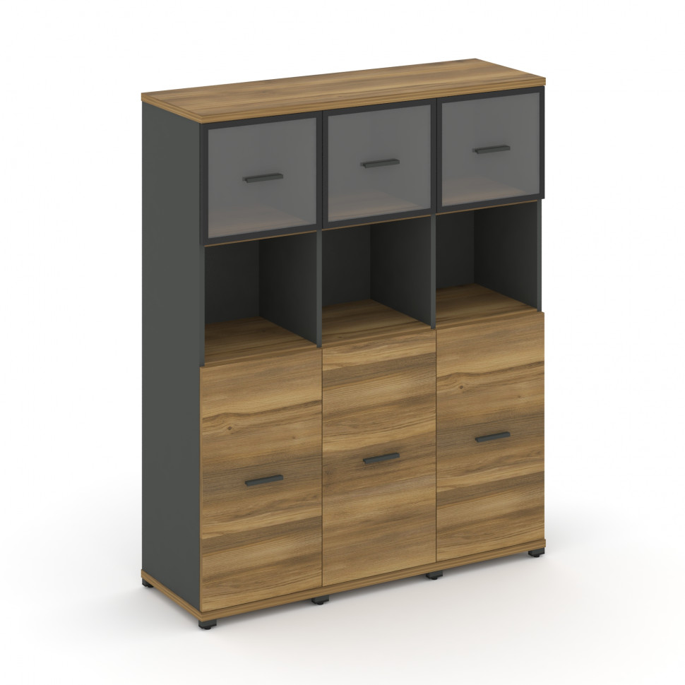 Concept Шкаф 3 узкие секции, 4 ниши CN.STU-435 RPB A Сандал Янтарный/Антрацит/Металл Антрацит/Прозра