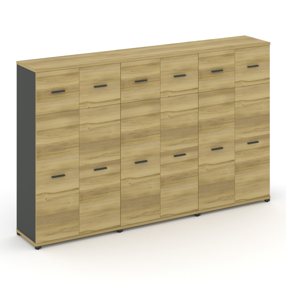 Concept Шкаф 3 широкие секции, 4 ниши CN.STS-434 A Дуб Винченцо/Антрацит/Металл Антрацит 2500*420*15