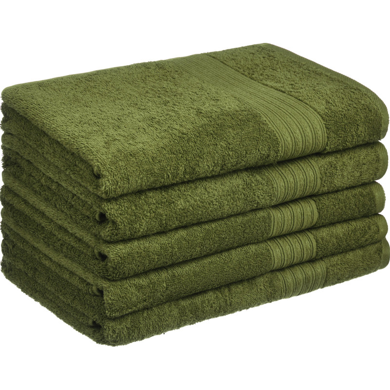 Набор полотенец махровых Luscan/бордюр 400г/м2, 70х140 оливков, 5 шт/уп