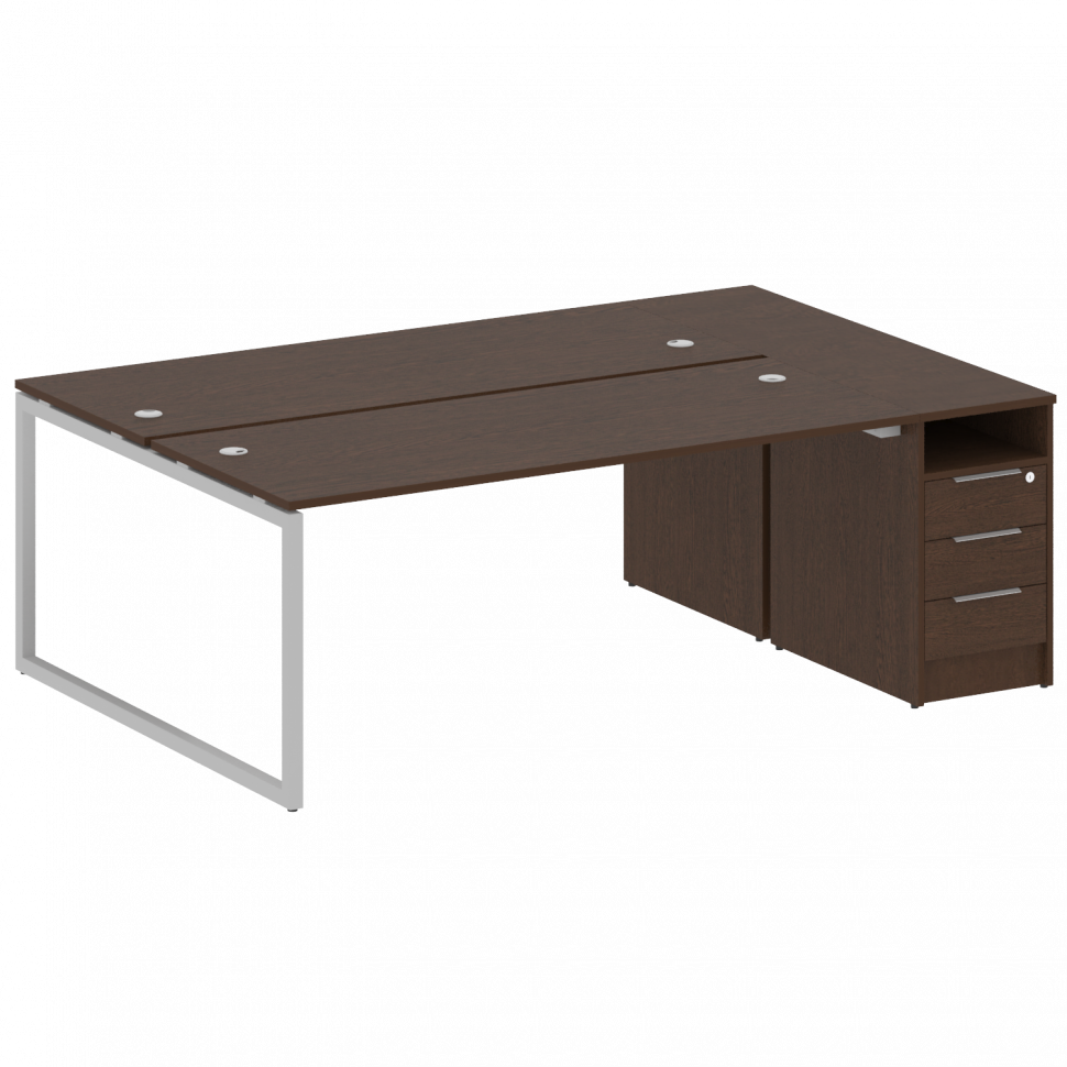 Metal System Quattro Рабочая станция с тумбой на О-образном м/к 40БО.РС-СТП-2.5 Венге Цаво/Металл Се