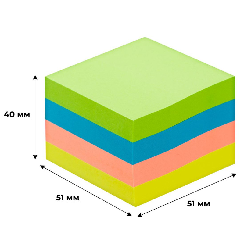 Стикеры Attache Selection куб 51х51, неон-2 4 цвета 400 л