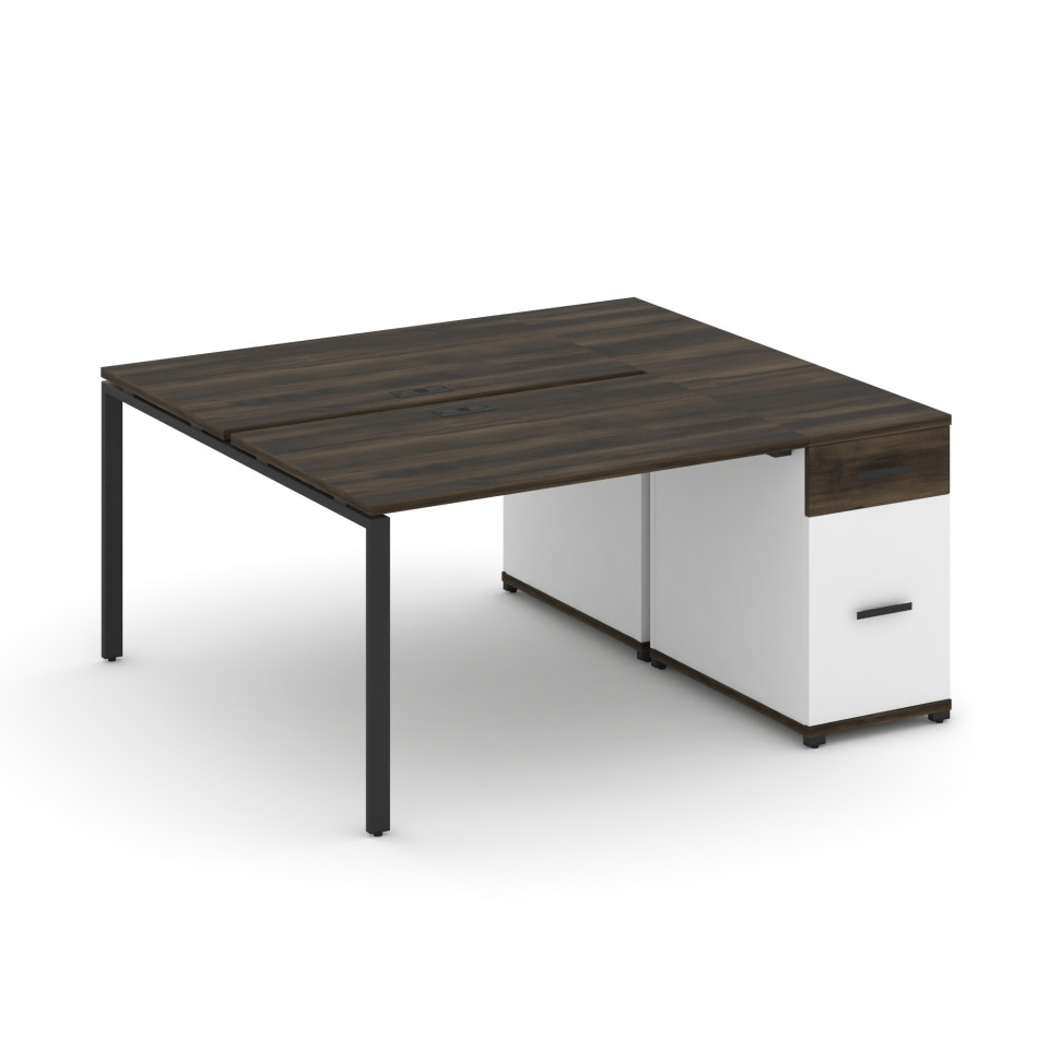 Concept Рабочая станция с 1 опорной тумбой CN.DRS-406 B Дуб Мали/Белый Бриллиант/Металл Черный 1600*