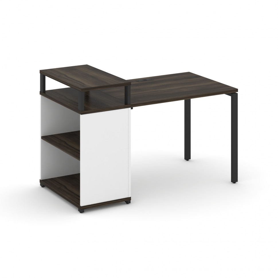Concept Стол рабочий с опорным стеллажом с верх. горизонтом  CN.SP-205 Дуб Мали/Белый Бриллиант/Мета