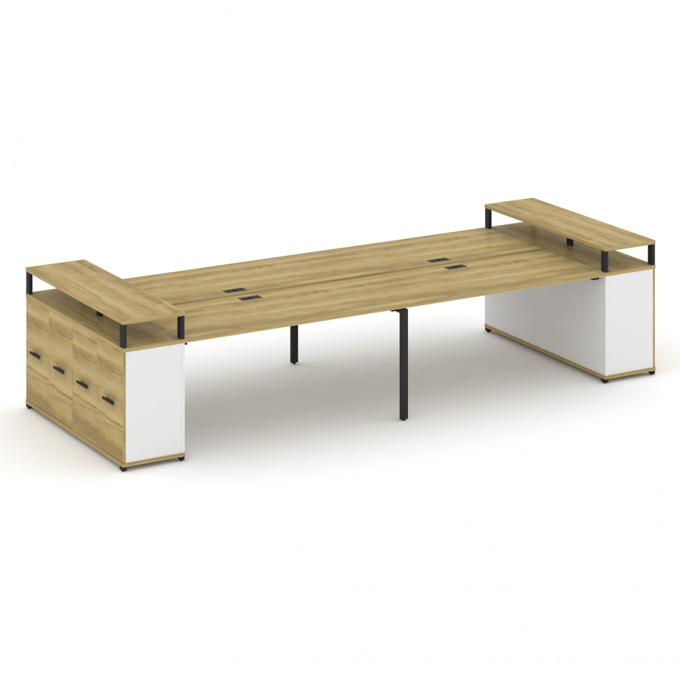 Concept Рабочая станция с опорными распаш. шкафами с верх. горизонтами  CN.DRS-268 B Дуб Винченцо/Бе