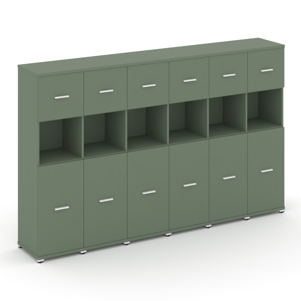 Concept Шкаф 6 узких секций, 4 ниши CN.STU-465 W Кобо/Металл Белый 2500*420*1554