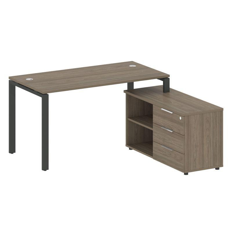 Metal System Рабочая станция с тумбой на П-образном м/к БП.РС-СТС-2.3 (R) Вяз Благородный/Металл Ант