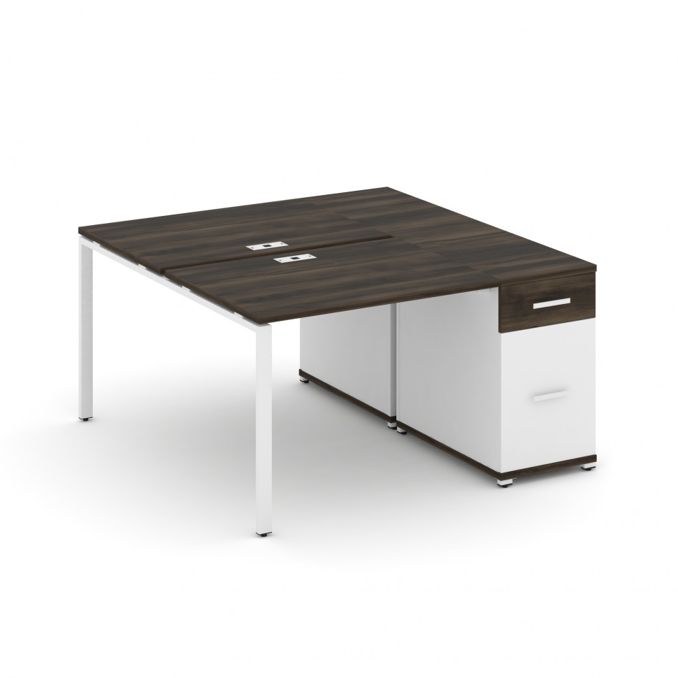 Concept Рабочая станция с 1 опорной тумбой CN.DRS-405 W Дуб Мали/Белый Бриллиант/Металл Белый 1400*1