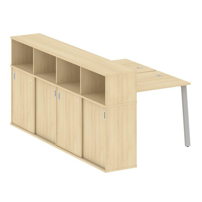 Metal System Рабочая станция с шкафом-купе на А-образном м/к БА.РС-СШК-4.1 Т Акация Лорка/Металл Сер