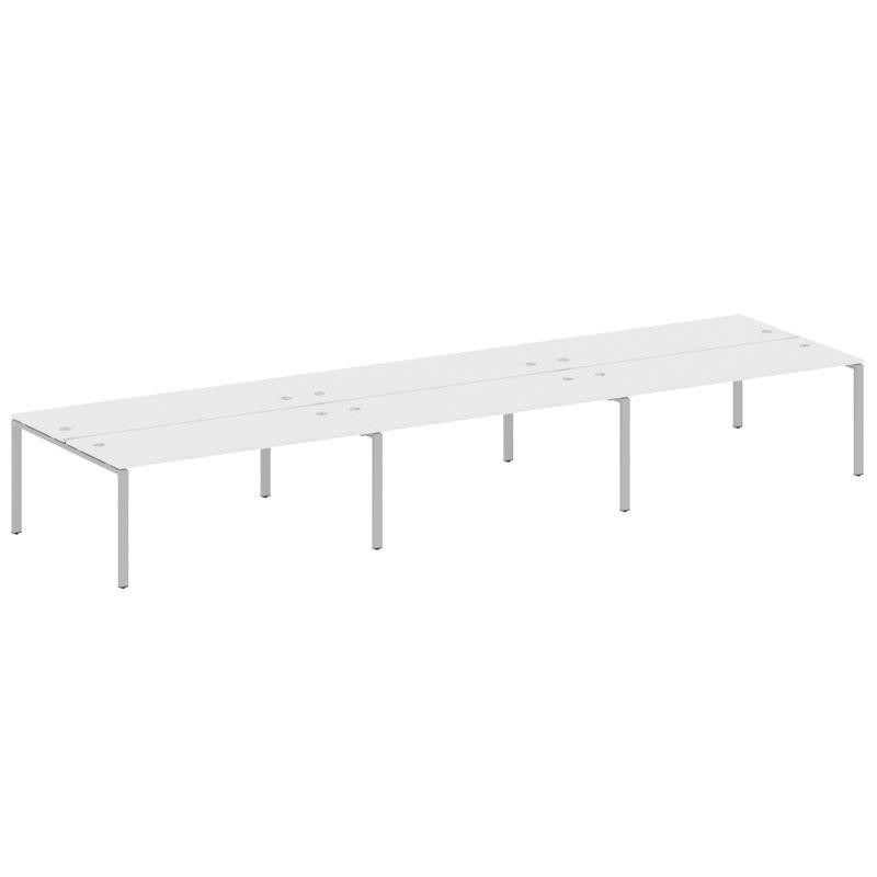 Metal System Рабочая станция на 6 мест на П-образном м/к БП.СМ-6.5 Белый/Металл Серый 5400*1475*750