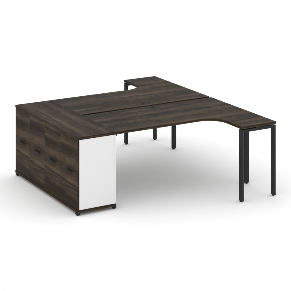 Concept Рабочая станция с опорным распаш. шкафом CN.DSA-210 B Дуб Мали/Белый Бриллиант/Металл Черный