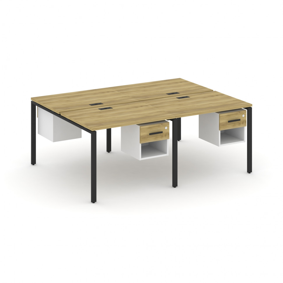 Concept Рабочая станция двухсторонняя с подвесными тумбами на 4 места CN.DRS-137 B Дуб Винченцо/Белы