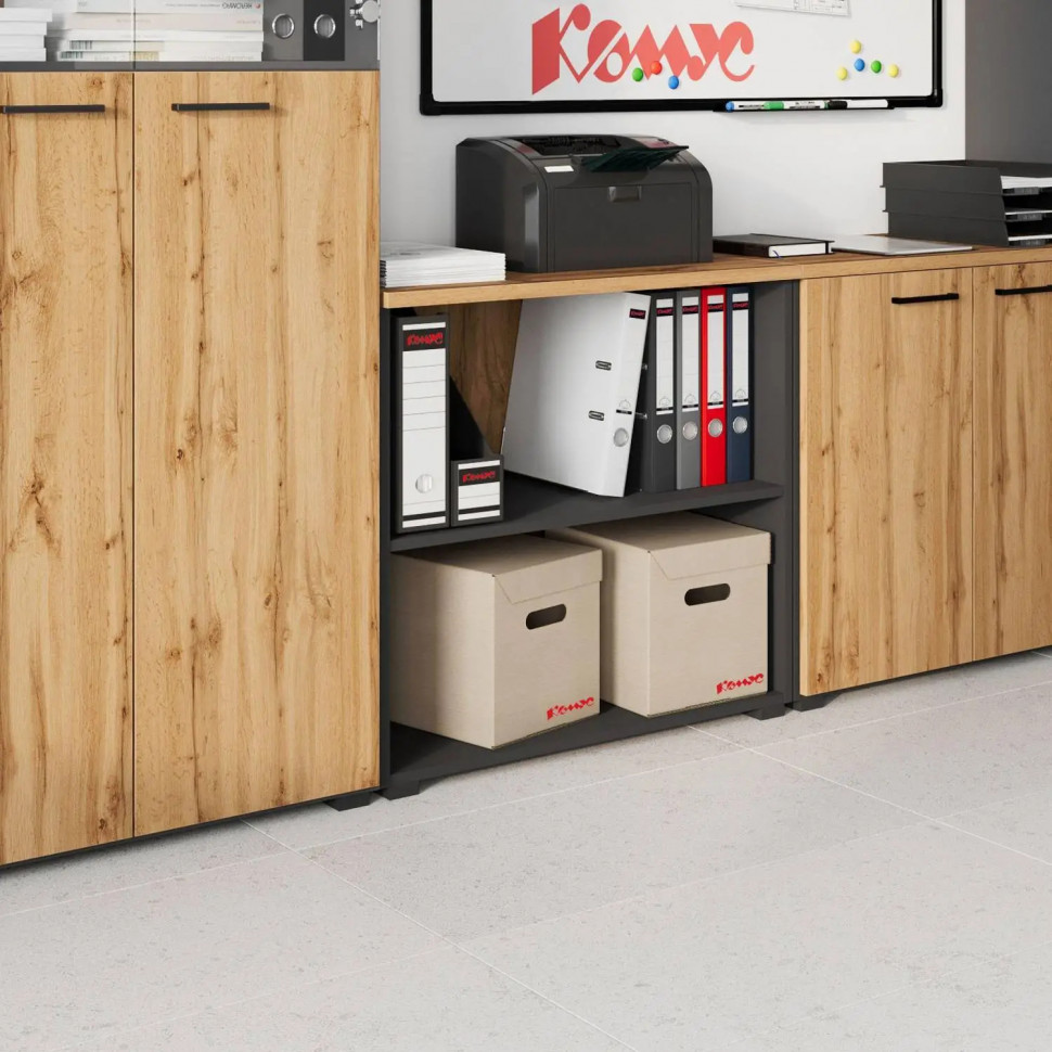 Стеллаж для документов низкий К-Loft 241H004 выс 738 дуб натур./графит