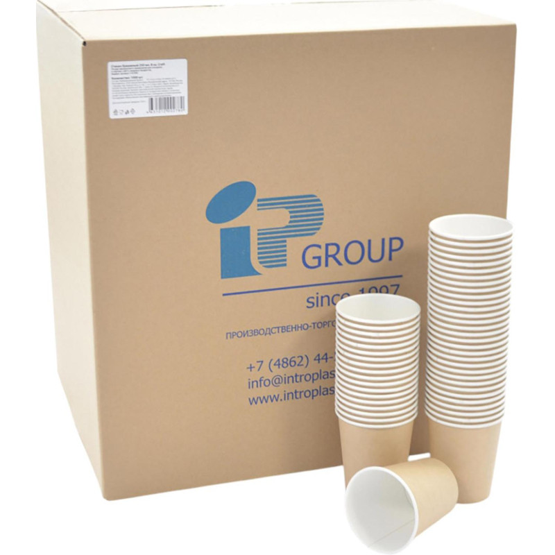 Стакан одноразовый бум. 1-сл. D80мм 250мл Craft 1000шт/кор