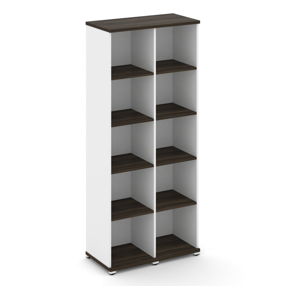 Concept Стеллаж 2 узкие секции, 5 ниш CN.STU-520 Дуб Мали/Белый Бриллиант/Металл Белый 836*420*1922