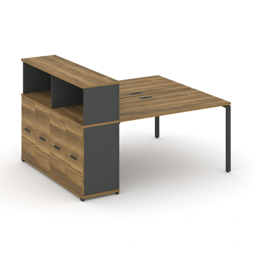 Concept Рабочая станция с опорным распаш. шкафом с надставкой низ. CN.DRS-225 A Сандал Янтарный/Антр