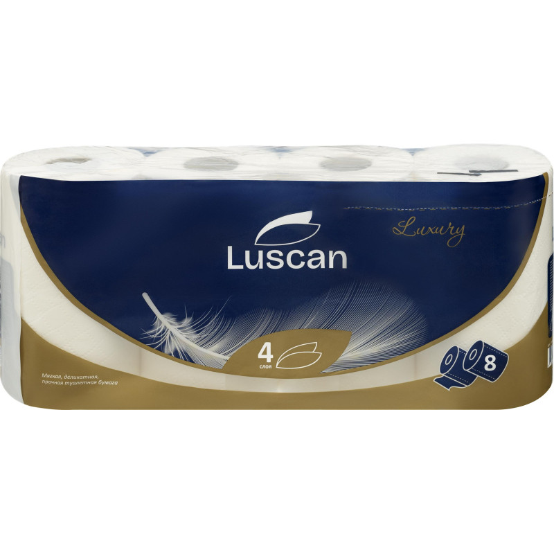 Бумага туалетная Luscan Luxury 4сл, 18м, 8рул/уп Бумага туалетная Luscan Luxury 4сл, 18м, 8рул/уп