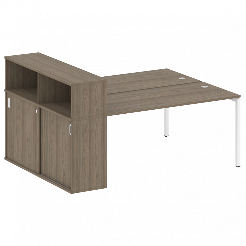 Metal System Quattro Рабочая станция с шкафом-купе на П-образном м/к 40БП.РС-СШК-2.4 Т Вяз Благородн