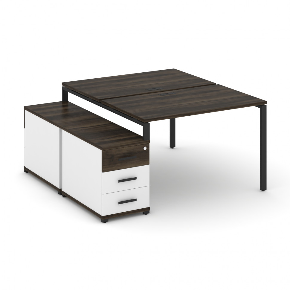 Concept Рабочая станция 2 места с двухсторонней опорной тумбой CN.DRS-302 B Дуб Мали/Белый Бриллиант
