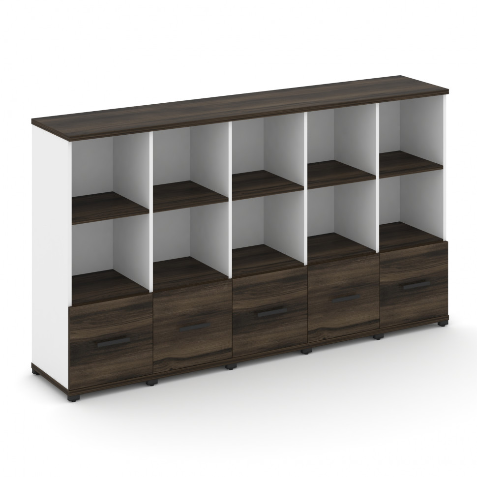 Concept Шкаф 5 узких секций, 3 ниши CN.STU-351 B Дуб Мали/Белый Бриллиант/Металл Черный 2084*420*118