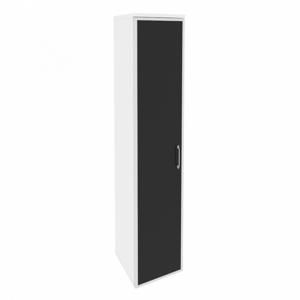 Onix Шкаф высокий узкий левый O.SU-1.10 R (L) black Белый Бриллиант/Cтекло Black 400*420*1977