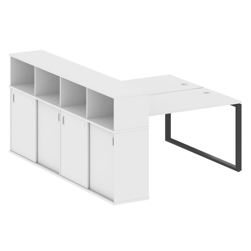 Metal System Рабочая станция с шкафом-купе на О-образном м/к БО.РС-СШК-4.3 Т Белый/Металл Антрацит 1