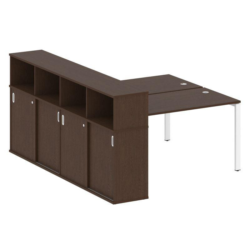 Metal System Рабочая станция с шкафом-купе на П-образном м/к БП.РС-СШК-4.3 Т Венге Цаво/Металл Белый Metal System Рабочая станция с шкафом-купе на П-образном м/к БП.РС-СШК-4.3 Т Венге Цаво/Металл Белый