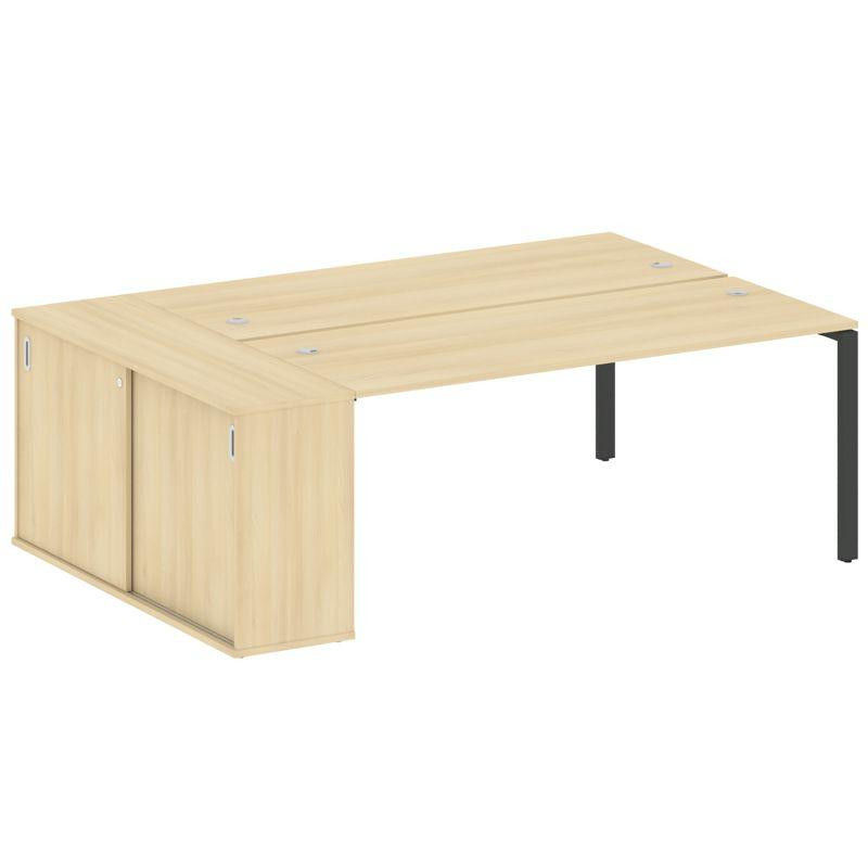 Metal System Рабочая станция с шкафом-купе на П-образном м/к БП.РС-СШК-1.5 Т Акация Лорка/Металл Ант