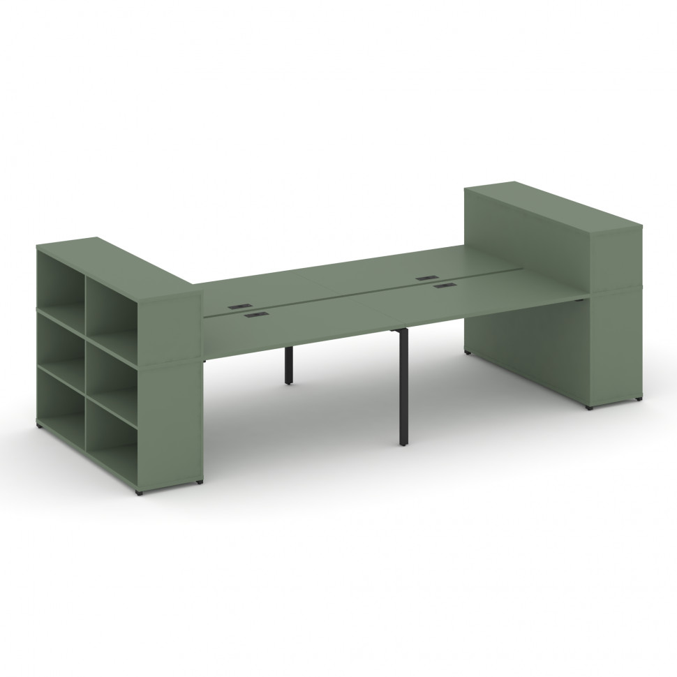 Concept Рабочая станция с опорными стеллажами с надставкой низ. CN.DRS-253 Кобо/Металл Черный 2800*1