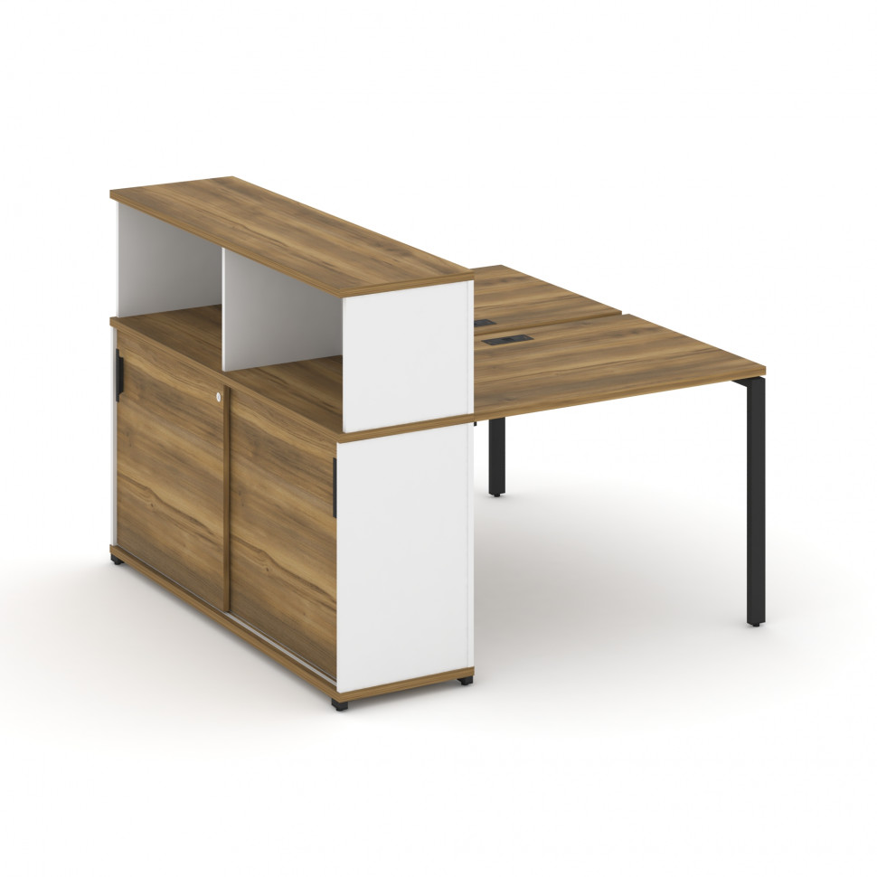 Concept Рабочая станция с опорным шкафом-купе с надставкой низ. CN.DRS-237 B Сандал Янтарный/Белый Б