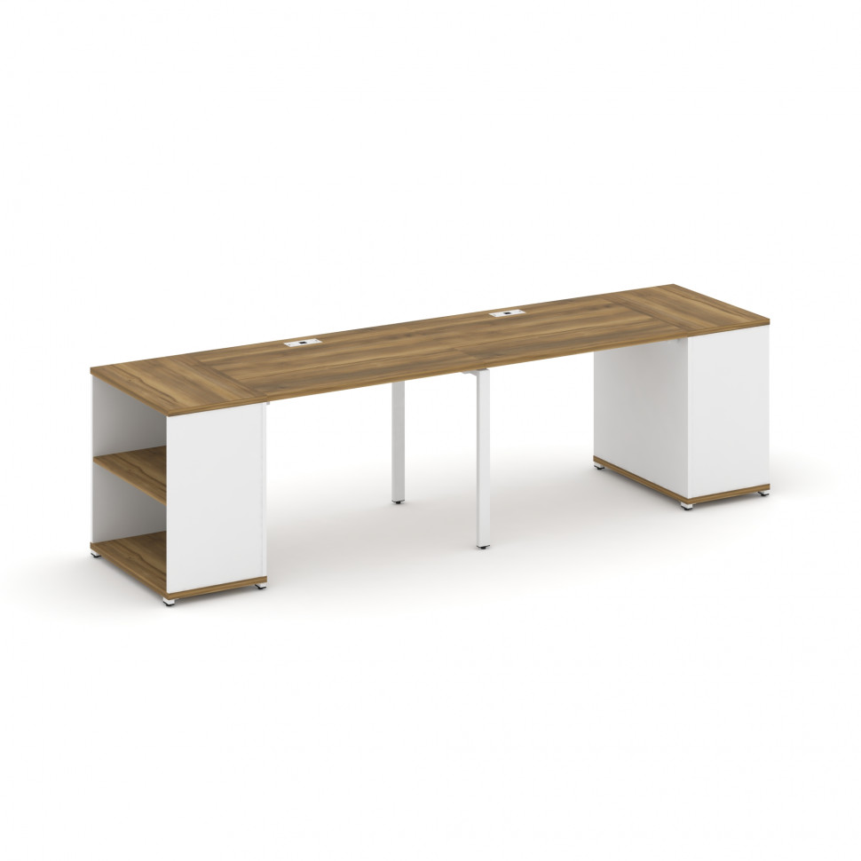 Concept Рабочая станция с опорными стеллажами CN.ORS-201 Сандал Янтарный/Белый Бриллиант/Металл Белы