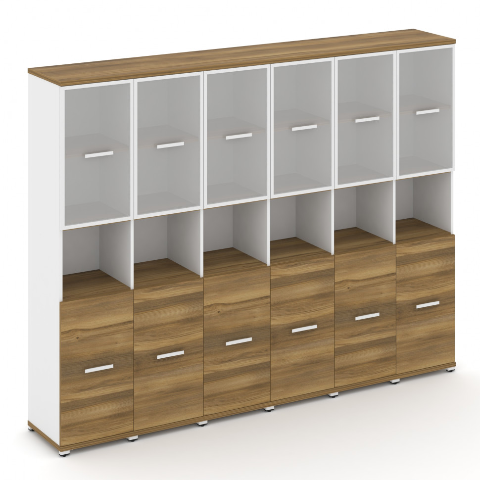 Concept Шкаф 6 узких секций, 5 ниш CN.STU-563 RMW W Сандал Янтарный/Белый Бриллиант/Металл Белый/Сат