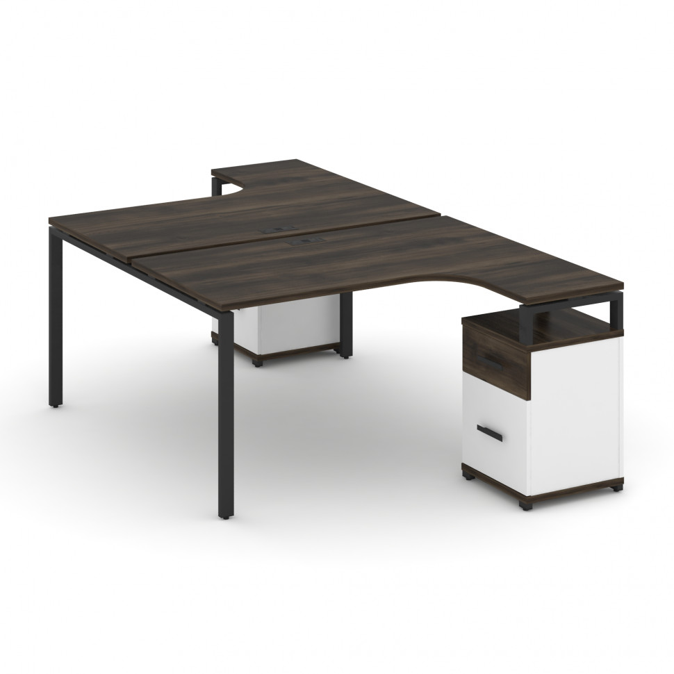 Concept Рабочая станция с 2 опорными тумбами CN.DSA-307 B Дуб Мали/Белый Бриллиант/Металл Черный 138