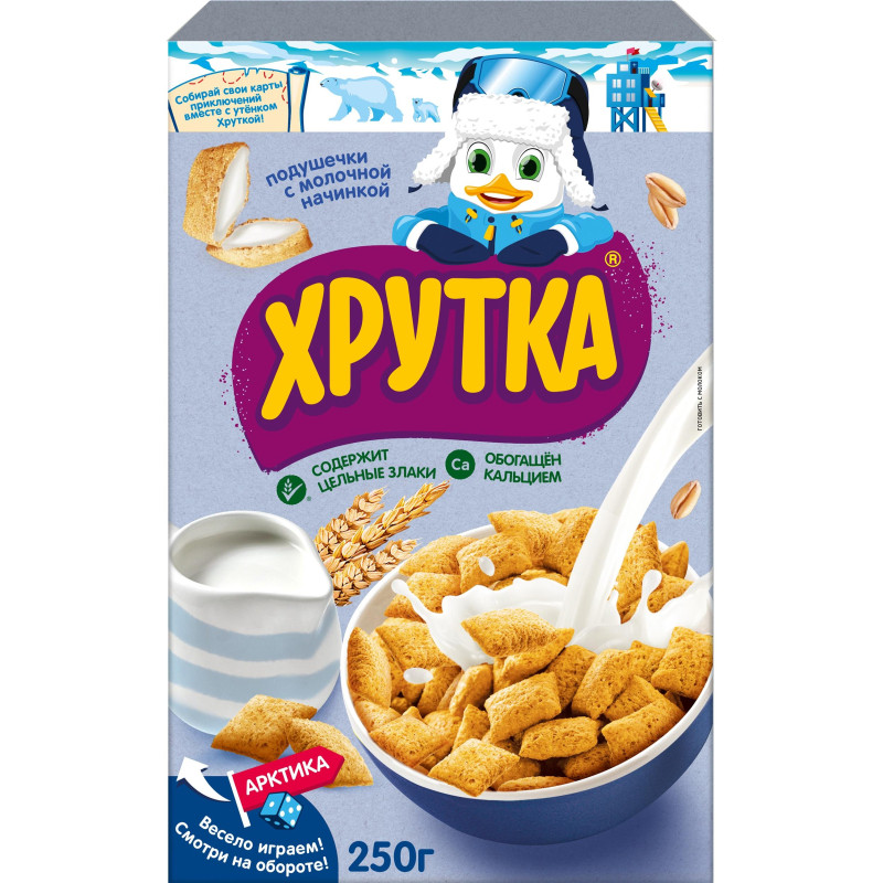 Подушечки Хрутка хрустящие мультизлаковые с молочной начинкой, 250г