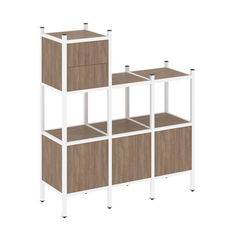 Loft Прямой стеллаж VR.L-13 Дуб Аризона/Металл Белый 1278*446*1458 Loft Прямой стеллаж VR.L-13 Дуб Аризона/Металл Белый 1278*446*1458