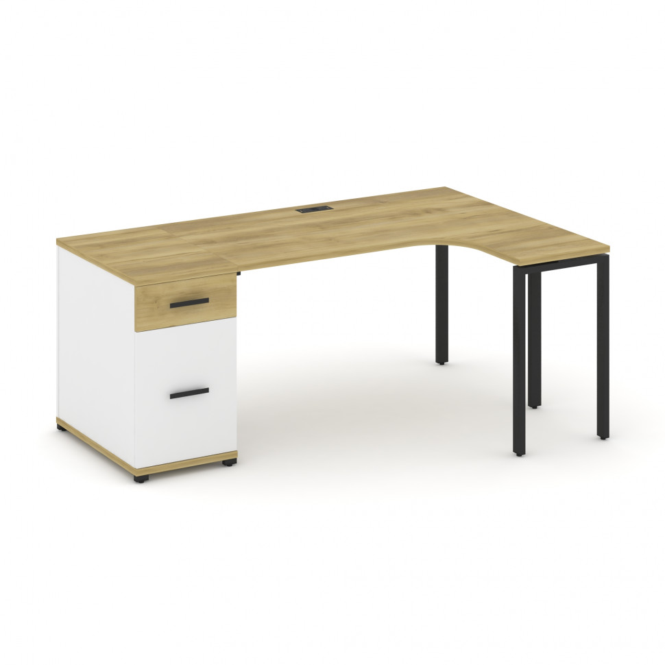 Concept Стол эргономичный CN.SA-403(R) B Дуб Винченцо/Белый Бриллиант/Металл Черный 1800*1180*750 Concept Стол эргономичный CN.SA-403(R) B Дуб Винченцо/Белый Бриллиант/Металл Черный 1800*1180*750