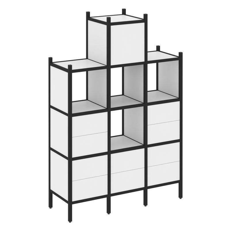 Loft Прямой стеллаж VR.L-18 Белый Бриллиант/Металл Черный 1278*446*1869