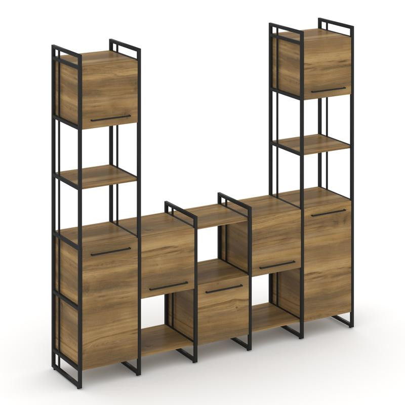 Rift Шкаф комбинированый RF.NS-001 Сандал Янтарный/Металл Черный/Черный Ручки 2020*396*2010