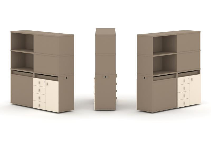 Estetica Набор №19. Тумба двойная+высокая надставка ES.NB.2V-19 Латте/Сатин 1500*410*1520 Estetica Набор №19. Тумба двойная+высокая надставка ES.NB.2V-19 Латте/Сатин 1500*410*1520