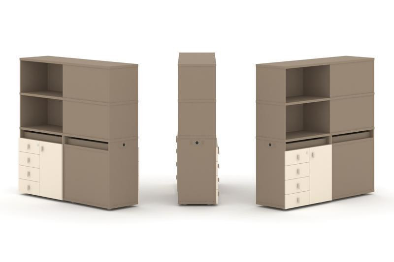 Estetica Набор №19. Тумба двойная+высокая надставка ES.NB.2V-19 Латте/Сатин 1500*410*1520 Estetica Набор №19. Тумба двойная+высокая надставка ES.NB.2V-19 Латте/Сатин 1500*410*1520