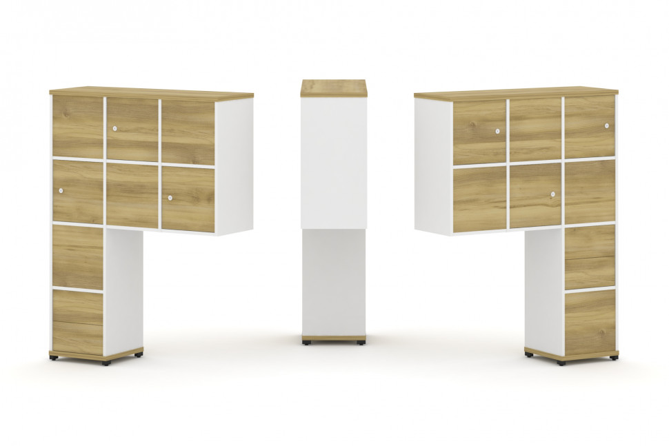 Concept Надставка высокая CN.DNV-004 Дуб Винченцо/Белый Бриллиант/Металл Черный 1099*350*1486