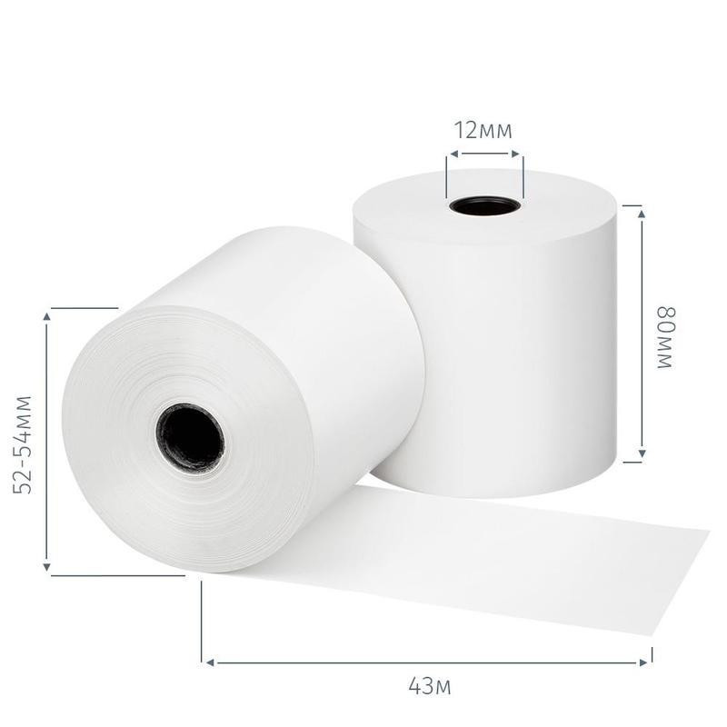 Чековая лента Комус из т/б 80 мм х 43 м, вт.12, 12 шт/уп, 8 уп/кор