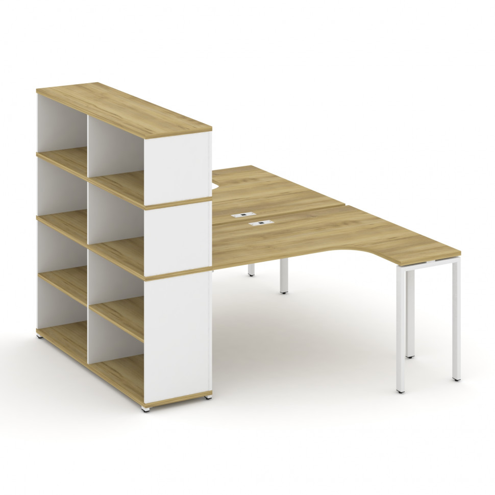 Concept Рабочая станция с опорным стеллажом с надставкой выс. CN.DSA-207 Дуб Винченцо/Белый Бриллиан
